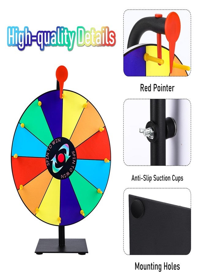 Seqiuay Prize Wheel Spinner with Stand, 12 Inch Spinning Wheel Featuring 12 Prize Slots, Colorful Prize Spin Wheel Perfect for Carnivals, Home Parties, Trade Shows and Lucky Draw - Image 3